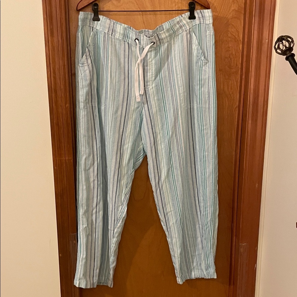 Women's Linen Blend Striped Flare Pants